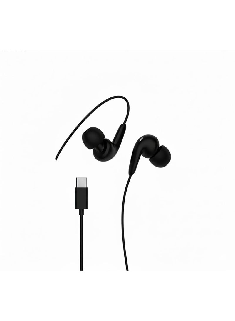 فين ديونز سماعات رياضية سلكية من نوع Type-C طراز VD-EAR008، تتميز بثباتها المحكم وصوتها النقي وميكروفونها المدمج - أسود - Image 2